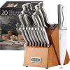 McCook Knife Sets, German Stainless Steel Kitchen Knife Block Sets with Built-in Sharpener