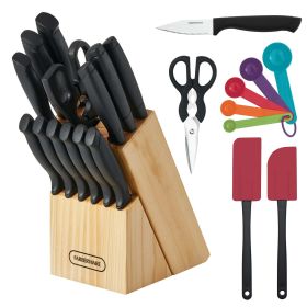 Farberware Classic 23 Piece Never Needs Sharpening Dishwasher Safe Stainless Steel Cutlery and Utensil Set in Black