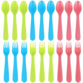 Tcwhniev Kids Silverware, 18Pieces Toddler Utensils,Reusable Kids Forks and Spoons Set, Kids Utensils Set for LunchBox, 6x Safe Forks