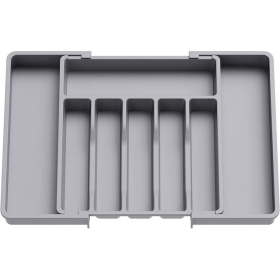 Lifewit Silverware Drawer Organizer, Expandable Utensil Tray for Kitchen, Adjustable Flatware Grey