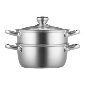 Home Kitchen 304 Stainless Steel Food Steamer Cookware with Lid (Color: Silver)