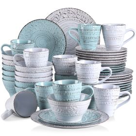 Vancasso VINE 16/32/48 Stoneware Dinnerware Set with Dinner Plate,Dessert Plate,Bowl,Mug Tableware Set Service for 12 Person (Color: 48-Piecce)