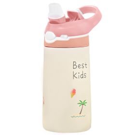 13.5Oz Insulated Stainless Steel Water Bottle Leak-proof Bottle for Kids with Straw Push Button Lock Switch Thermos Cup for Toddlers Boys Girls (type: PinkBird)