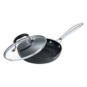 Kitchen Cookware Non-Stick Hard Anodized Frying Pan (Color: Black)