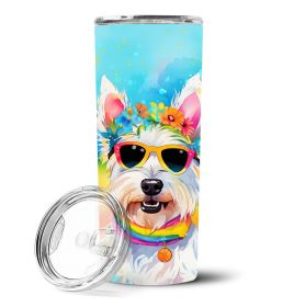 Westie Hippie Dawg Stainless Steel Skinny Tumbler Vacuum Double Walled Reusable Insulated Tumbler Travel Cup for Coffee Cocktails Gift with Lid, 20 oz (Default: Default)