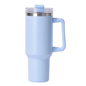 40oz large capacity tumbler, With Handle And Straw Lid (Color: Sky blue)