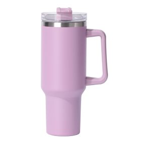 40oz large capacity tumbler, With Handle And Straw Lid (Color: Light Purple)