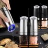 Electric Salt and Pepper Grinders Stainless Steel Automatic Gravity Herb Spice Mill Adjustable Coarseness Kitchen Gadget Sets