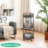 3-Tier Folding Metal Storage Rack Rolling Utility Cart